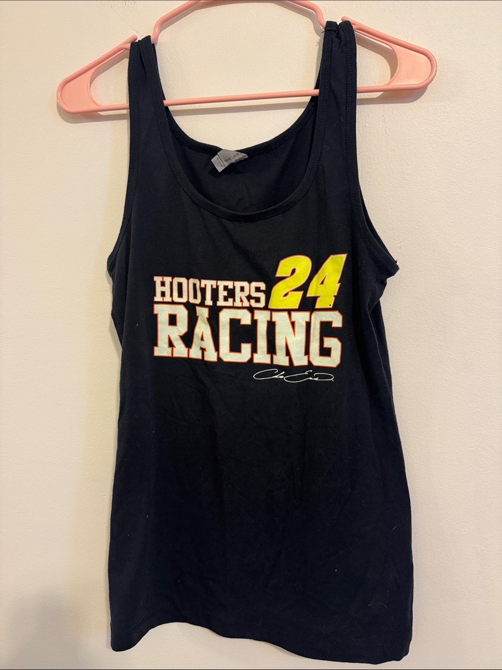Hooters Black Tank with Yellow Racing 24 Graphic